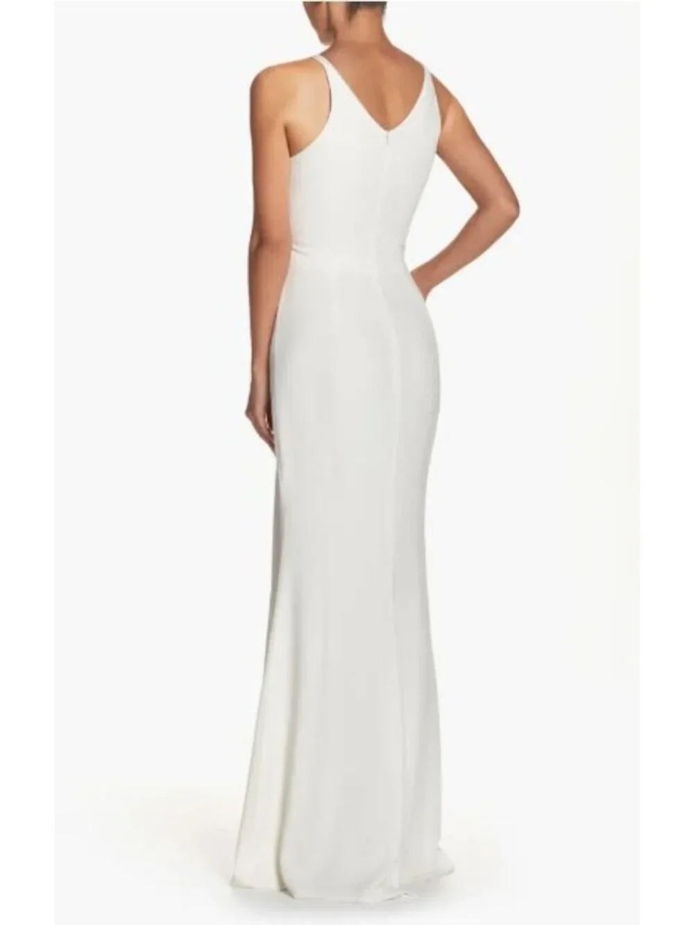 Dress the Population Women's Off White Iris Iris Slit Crepe Gown Dress Sz M 153 - Picture 8 of 13